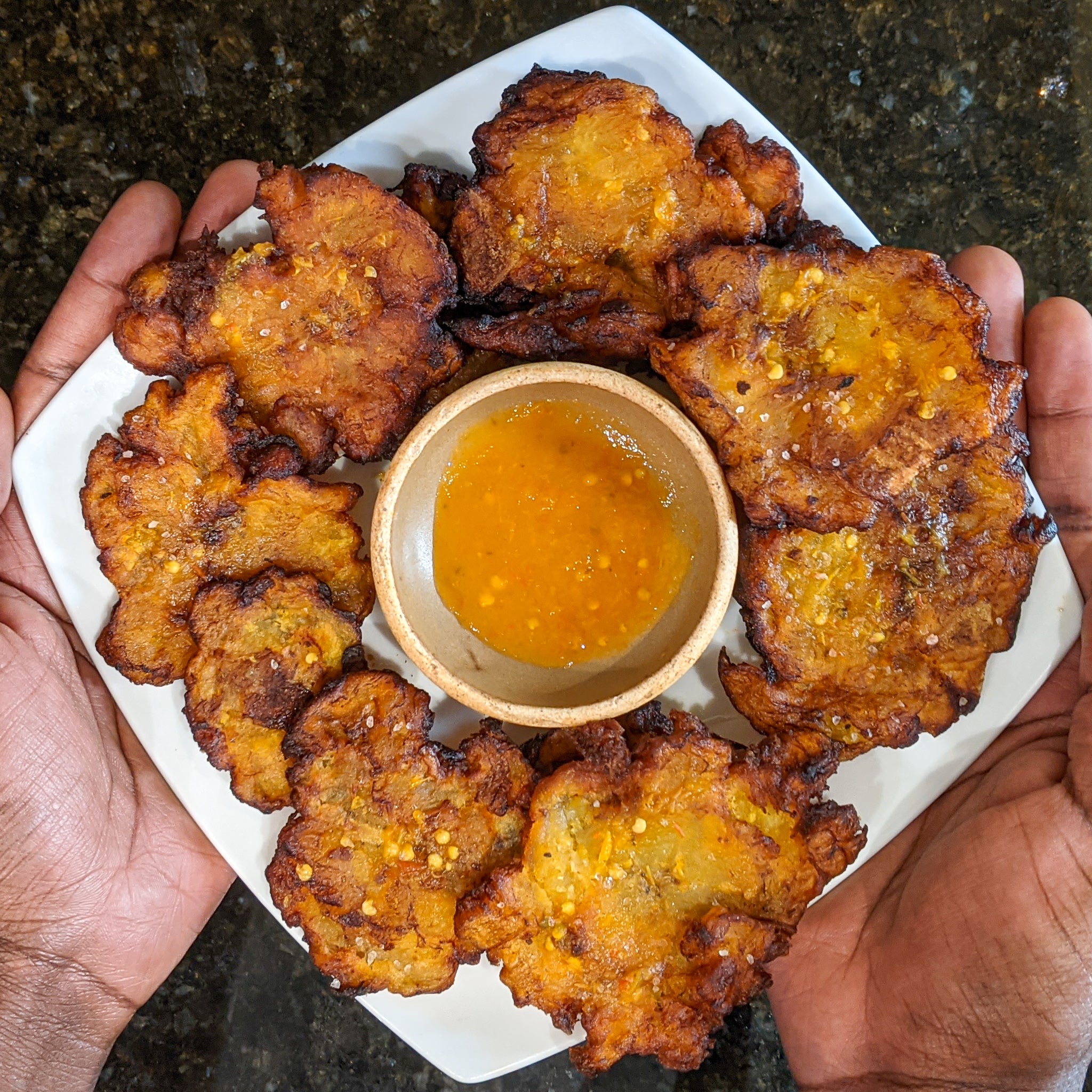 Spicy Crunchy Smashed Plantain